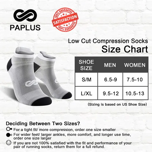 Vista 2 de PAPLUS Ankle Compression Sock for Men and Women 246 Pairs, Low Cut Compression Running Sock with Ankle Support