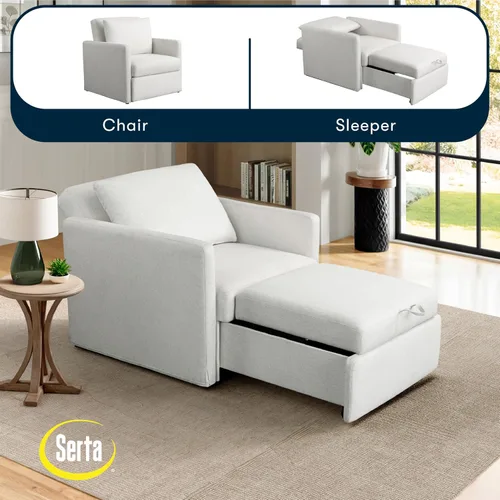 Vista 7 de Serta® Bondi silla convertible de 36" para dormir tamaño cuna, estilo granja moderna, comodidad Dream Coil®, protección contra puntos de presión Azul