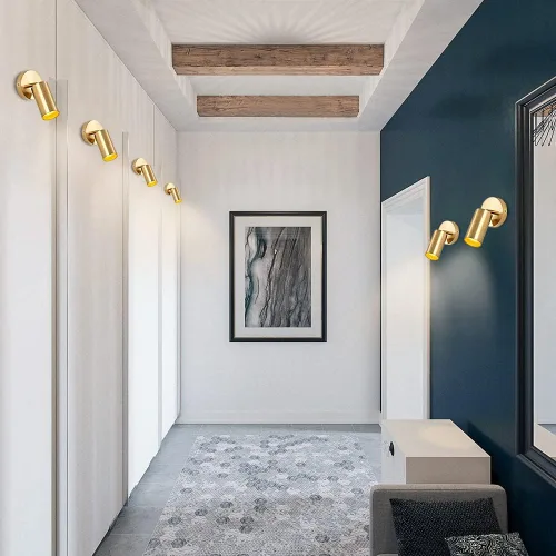 Vista 6 de BOKT Kit de iluminación LED moderna de riel de 1 luces, accesorios de foco de oro cepillado, montaje en techo de latón mate para interiores, lámpara