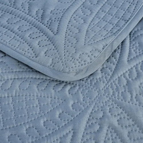 Vista 4 de Chezmoi Collection Austin - Juego de colcha tamaño matrimonial/doble, colcha de microfibra ligera acolchada Pinsonic de 3 piezas, color azul Azul