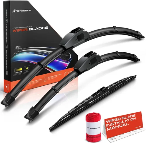 Vista 63 de A-Premium Juego de 3 limpiaparabrisas con indicador de desgaste y toalla, compatible con Dodge Nitro 2007-2011, juego de escobillas