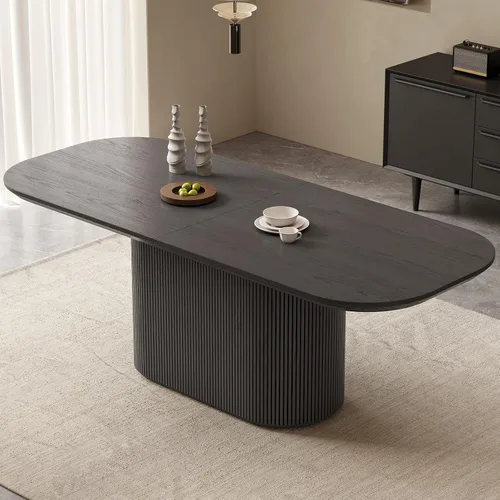 Vista 42 de Mesa de comedor ovalada de 86 pulgadas con 8 sillas, juego de mesa de cocina moderno, mesa de comedor rectangular de lujo, mesa de comedor