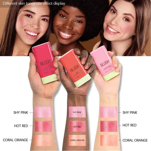 Vista 4 de Mysense Palito de rubor rosa crema, multiuso para mejillas, labios y ojos, crema hidratante sólida, acabado mate natural, resistente al agua