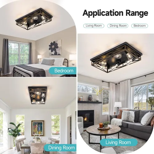 Vista 7 de Lámpara de techo rústica de granja para cocina, accesorios de iluminación de 6 luces para pasillo con montaje empotrado en el techo, lámpara