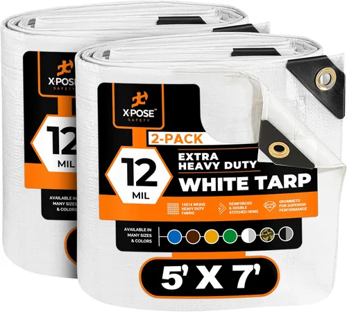 Vista 73 de Xpose Safety Lona protectora de polietileno plateado resistente de 5 x 7 pies - Funda protectora multiusos - Duradera, resistente al agua