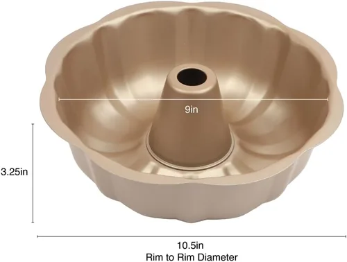 Vista 2 de David Burke Molde para hornear estriado de 9" - Molde para pasteles Bundt de acero al carbono - Bronce
