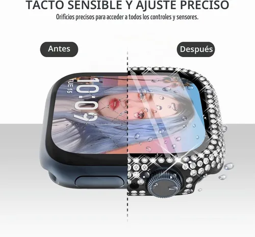 Vista 4 de CHANCHY Paquete de 4 fundas compatibles con Apple Watch de 1.732 pulgadas con protector de pantalla, 200 carcasas con diamantes de cristal