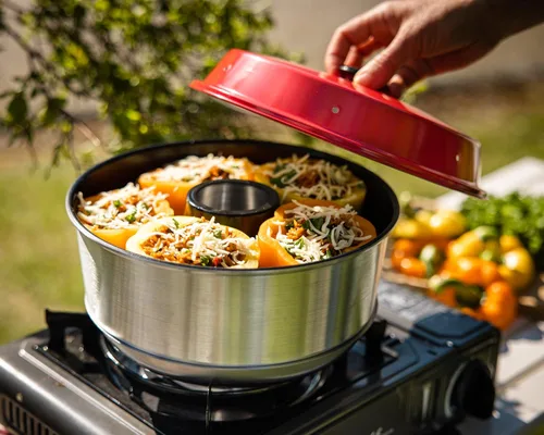 Vista 2 de Omnia Pan Maxi – Antiadherente – Plato de horno antiadherente de cerámica de 3 L – Sartén para hornear para camping, RV y cocina al aire libre