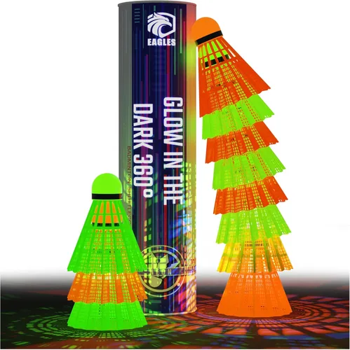 Vista 8 de EAGLES Glow in The Dark Badminton Shuttlecocks - 5, 10 or 11 Pack Lighting Birdies, Nylon LED or 360° Glow Birdie Balls for Badminton Set Plastic
