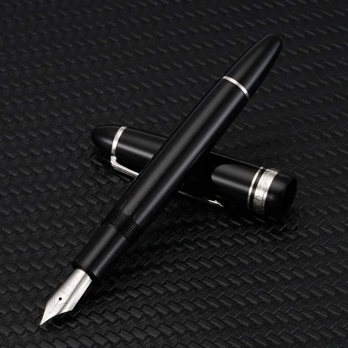 Vista 5 de erofa Majohn P136 Pluma Estilográfica de Pistón Punta Mediana con Caja, Juego de Pluma de Escritura de Resina Negra