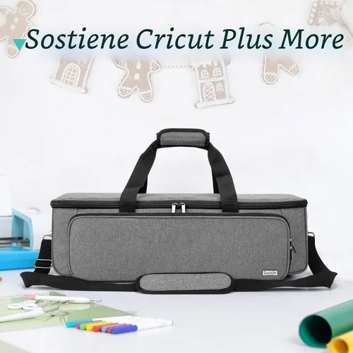 Vista 7 de LUXJA Bolsa de transporte para máquinas troqueladoras Cricut y suministros Gris