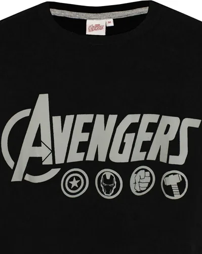 Vista 5 de The Avengers - Conjunto de pijama y camiseta para hombre con logotipo de Marvel, Negro