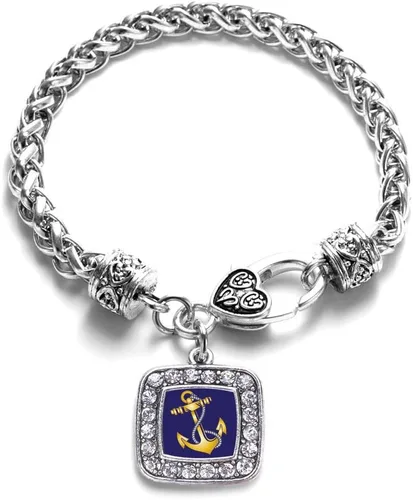 Vista 158 de Pulsera de dijes cuadrados de plata con joyería de circonita cúbica