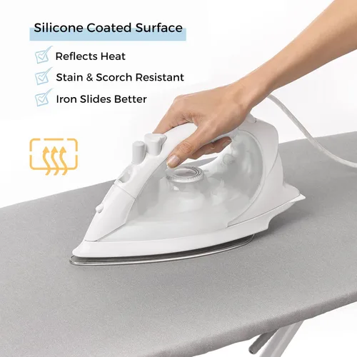 Vista 4 de SAVUK Funda para tabla de planchar y almohadilla de tamaño estándar de 18 x 49 pulgadas, grande extra ancha, ajuste de borde elástico ajustable