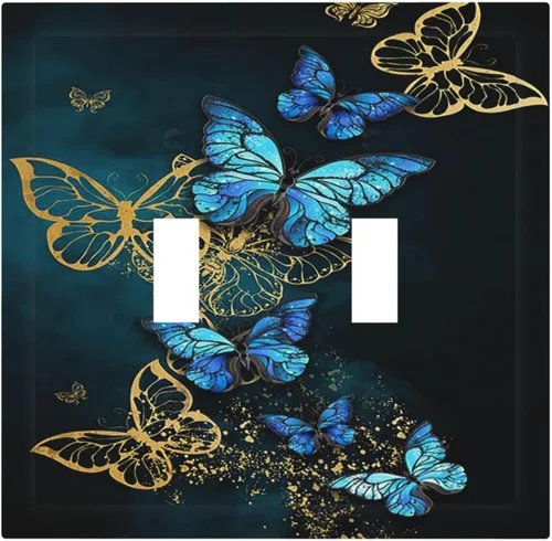 Vista 107 de Placa de Cubierta de Interruptor de Luz de 2 Posiciones Combinación de Abstracción/1 Toggle 1 Rocker Placas Decorativas de Pared de Plástico Negro