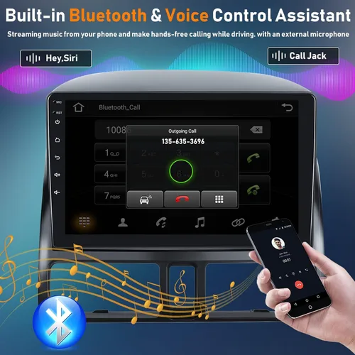 Vista 5 de UNITOPSCI Apple CarPlay Android - Radio estéreo de coche para Honda CRV 2002 2003 2004 2005 2006 Android Auto doble DIN 9 pulgadas pantalla táctil