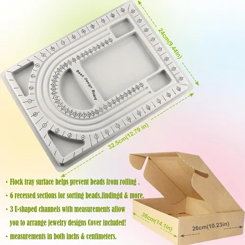 Vista 6 de EuTengHao Tableros de diseño de cuentas con cuchara de cuentas, tapete suave y estable para cuentas para joyas, agujas de cuentas, bandeja
