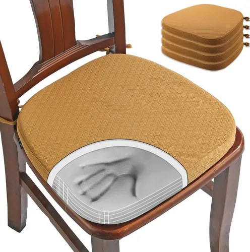 Vista 15 de BUYUE Cojín de Lujo de Espuma Viscoelástica 100% Pura para Silla 1 Paquete, Jacquard 16" Forma de U Cómodo Cojín para Silla de Comedor, Cojín