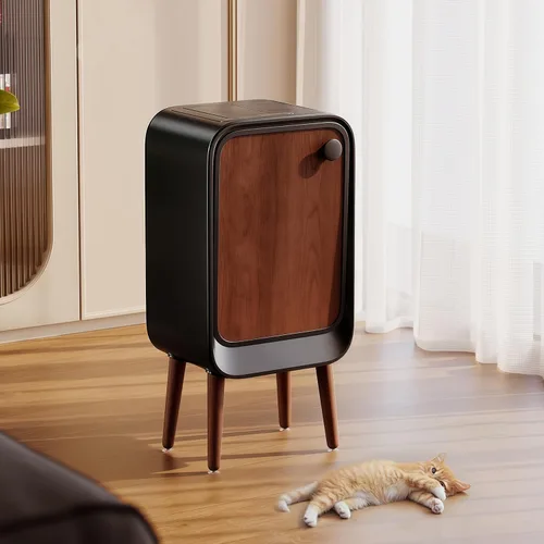 Vista 5 de Bote de basura automático con sensor de movimiento, manos libres, sin contacto, con tapa inteligente, papelera eléctrica de baño para oficina
