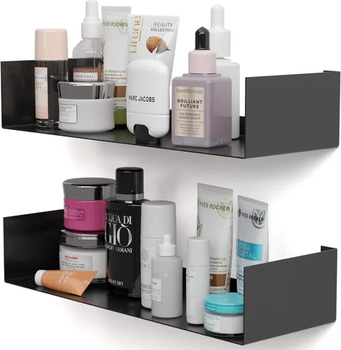 Vista 10 de Wallniture Bali Floating Wall Mount Metal U Shape Shelf Book CD DVD Storage Display Bookcase Black Set of 2