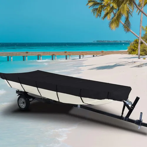 Vista 7 de Cubierta para Bote Jon 12 pies 420D Impermeable Remolcable Bote Jon Versión Mejorada con Accesorios de Fijación Adicionales Resistente a Arañazos