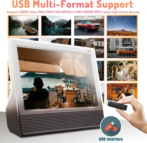 Vista 6 de Televisión portátil de 14 pulgadas con antena, batería recargable integrada de 8800 mAh, televisión digital ATSC con puertos de tarjeta HDMI/USB/TF