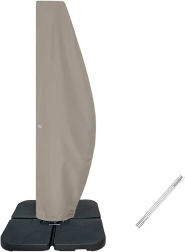 Vista 14 de Funda para sombrilla de patio de 6 a 9 pies, impermeable y duradera, con cremallera y varilla
