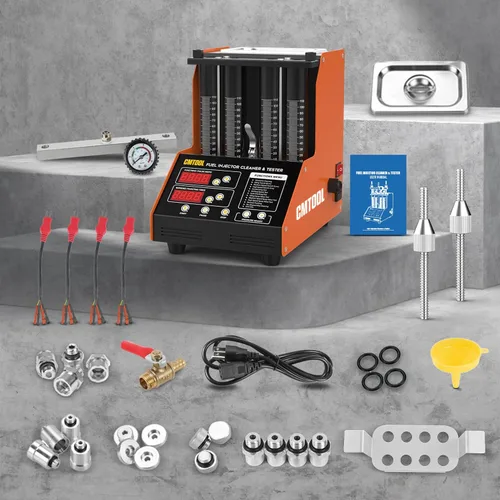 Vista 9 de CMTOOL 12 funciones, máquina de prueba de inyector de combustible ultrasónico, kit de limpieza y prueba de inyector de 4 cilindros de 70 W, 9 modos