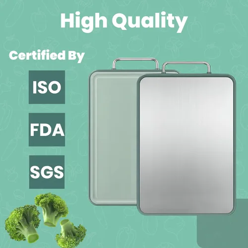 Vista 4 de Tablas de cortar grandes de acero inoxidable para cocina, tabla de cortar de acero inoxidable con Juice Grove ultra duradera, antiadherente, fácil