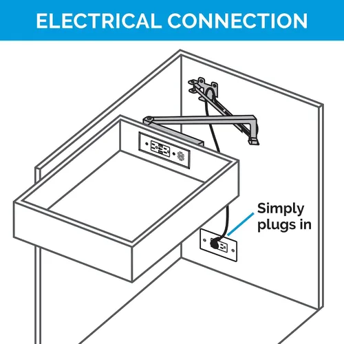 Vista 3 de Docking Drawer Toma de corriente con cuchilla en el cajón, apagado de seguridad integrado, (2) USB-A y (2) 15 amperios de CA, negro