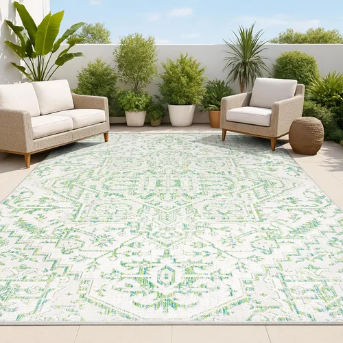 Vista 39 de JONATHAN Y SMB105D-28 - Alfombra pasillo Estrella con medallón bohemio tejido texturizado interior/exterior, estilo costero rústico glamuroso, fácil