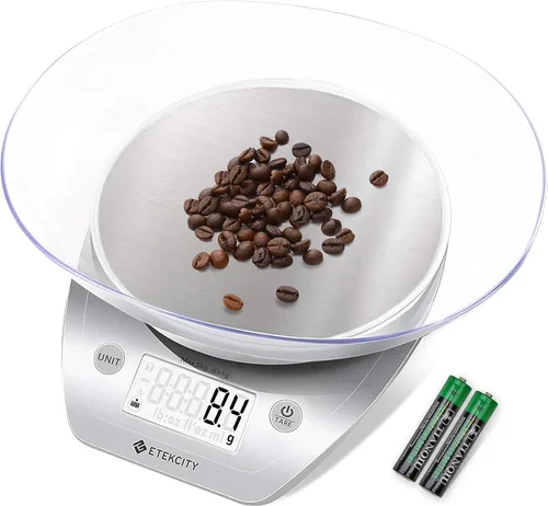 Etekcity Báscula de cocina de alimentos de 0.00 oz, cuenco, gramos digitales y onzas para pérdida de peso, hacer dieta, hornear, cocinar y preparar