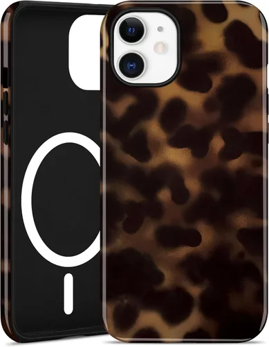 Vista 129 de Jusy Compatible with MagSafe Brown Tortoise Shell Print Phone Case for iPhone 7/8/SE, Amber Trendy Luxury Magnetic Soft TPU and Hard PC Protective