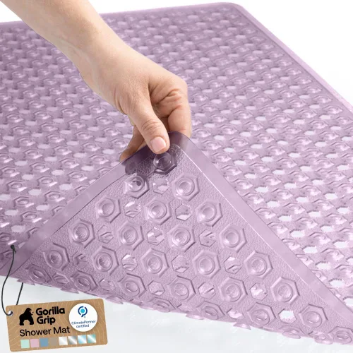 Vista 28 de GORILLA GRIP - Alfombrilla patentada para bañera y ducha, tapete lavable para el piso de la bañera, ventosas y orificios de drenaje para mantener