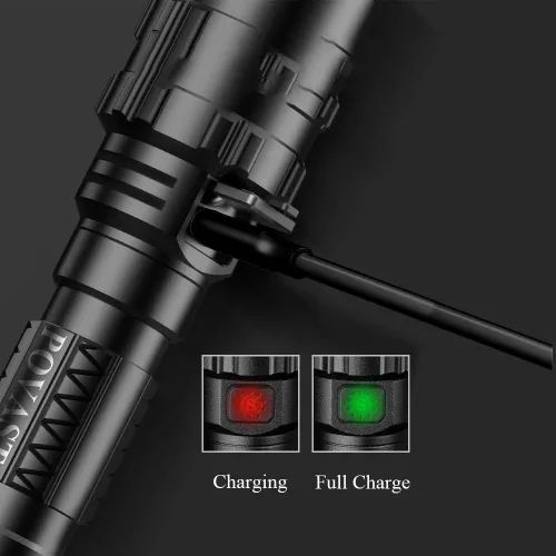 Vista 5 de POVAST Linterna Picatinny, linterna táctica LED para riel de rifle con interruptor de presión, luz impermeable de 3000 lúmenes, linterna recargable