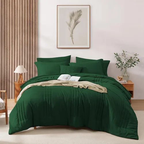 Vista 35 de Monbix Juego de ropa de cama tamaño Twin XL - Juego de 5 piezas extra largo para dormitorio, diseño acolchado, cama en una bolsa Twin XL