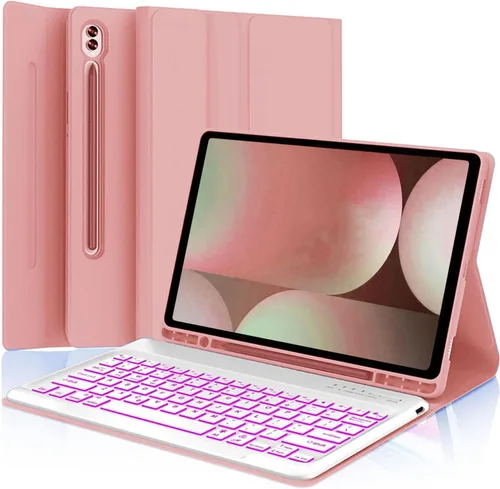 Vista 24 de Funda para teclado para Samsung Galaxy Tab S6 Lite de 10.4" 2024 2022/2020 (SM-P610/P613/P615/P619), Funda para teclado retroiluminada desmontable