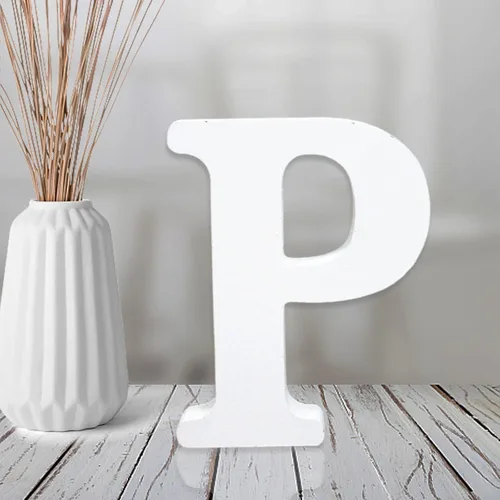 Vista 17 de AOCEAN Letras de madera blanca de 4 pulgadas sin terminar, letras de madera para pared, letras decorativas en pie, letras cortadas para letreros