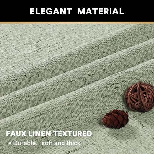 Vista 12 de PrinceDeco Cortinas con textura de lino 100% opacas de 64 pulgadas de largo, juego de 2 paneles de cortinas de lino opacas con forro aislante Arena