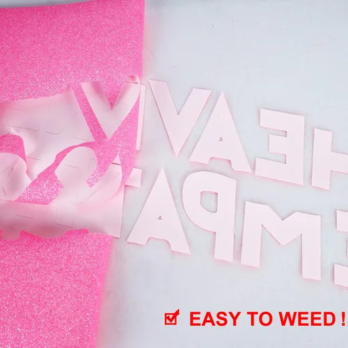 Vista 4 de FUNKAKA Rollos de vinilo de transferencia de calor HTV rosa fluorescente con purpurina, vinilo de poliuretano para planchar de 12 pulgadas x 8 pies