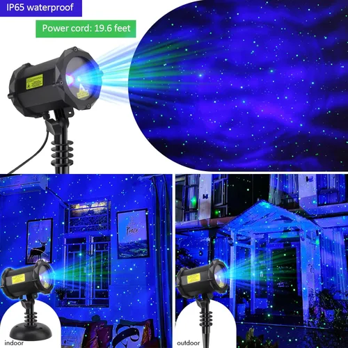 Vista 5 de Firefly Luces de Jardín Proyector Láser de Estrellas, Iluminación Decorativa al Aire Libre con Nebulosa Azul para Jardín Interior y Exterior