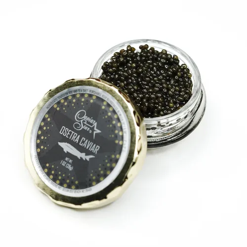 Caviar Osetra Premium – Huevas de esturión ruso ámbar con sabor cremoso a nuez (1 onza (0.99 oz))