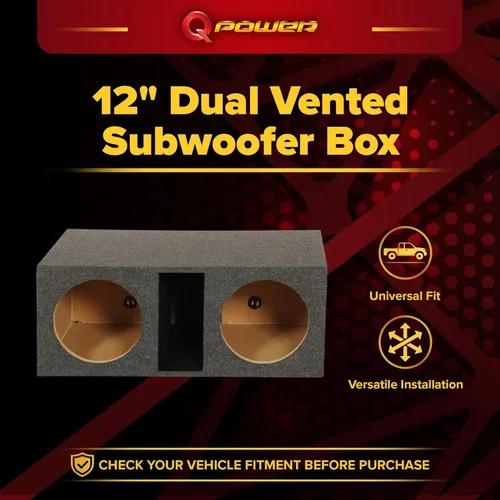 Vista 2 de Q Power HD212VL - Caja de subwoofer con doble ventilación de 12 pulgadas, carcasa con puerto extra grande de 2 agujeros con frontal MDF de 1