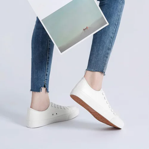 Vista 5 de Zapatos de lona para mujer zapatos de tenis de caña baja con cordones