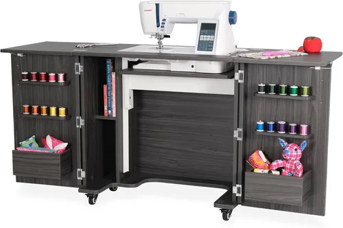 Vista 15 de Gabinete de costura y acolchado Kangaroo Bandicoot de Arrow Sewing con elevación, para sala de estar, color blanco ceniza