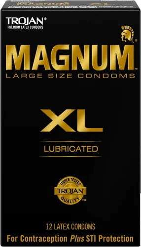 TROJAN Preservativos Magnum Lubricados XL Tamaño Grande - 12 unidades