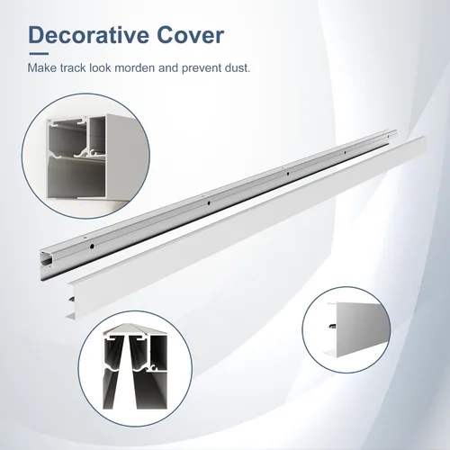 Vista 3 de JUBEST Kit de riel de puerta corredera de granero de 6 pies, riel de caja de aluminio montado en la pared, kit de herrajes para puertas de granero