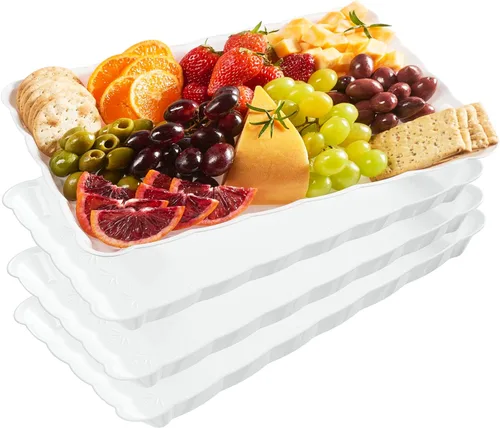 Vista 17 de Plasticpro - Bandejas de plástico para servir, rectangulares, 9 x 13 pulgadas, plato desechable para fiesta, 4 bandejas negras