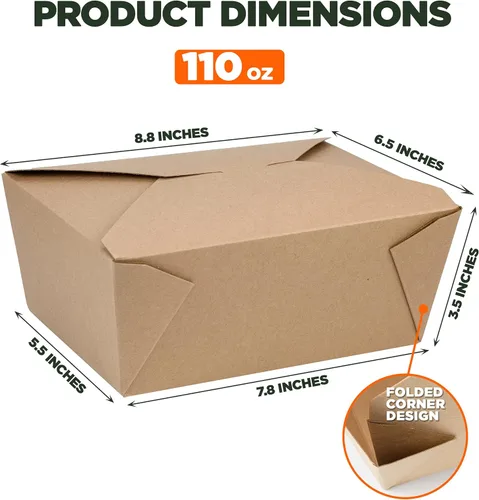 Vista 3 de Fit Meal Prep Paquete de 30 recipientes desechables de 110 onzas para llevar para microondas, cajas de papel kraft para llevar, contenedores