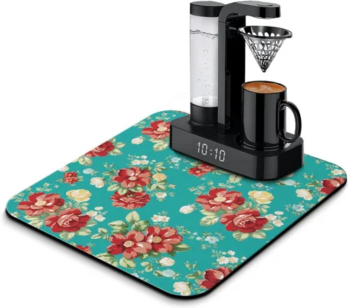 Vista 19 de Tapete de barra de café, accesorios para encimera, absorbente, para ocultar manchas, con parte trasera de goma, tapete de secado de platos